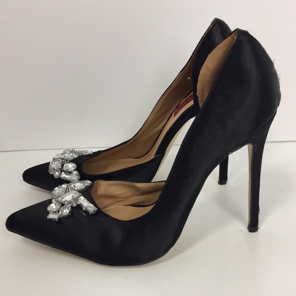London Rebel Black Studded Rhinestone Pumps Size 9